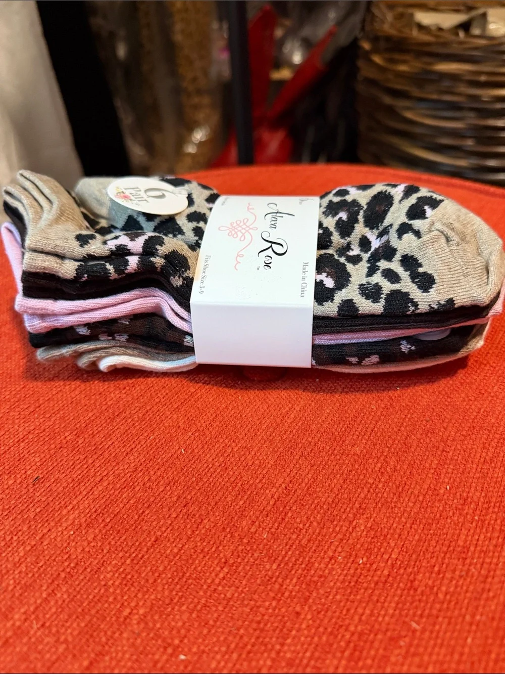 Women's No-Show Leopard Print Slippers - Beige/Black/Pink